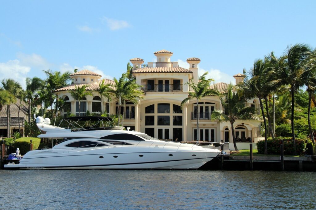 Yacht and mansion