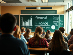 A classroom of teenagers learning about personal finance